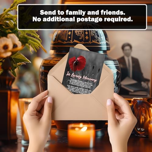 50pc RED Premium Pre-Filled Red Poppy Seeds Funeral Favor Packets, Funeral Decorations, Celebration of Life Decorations, C...