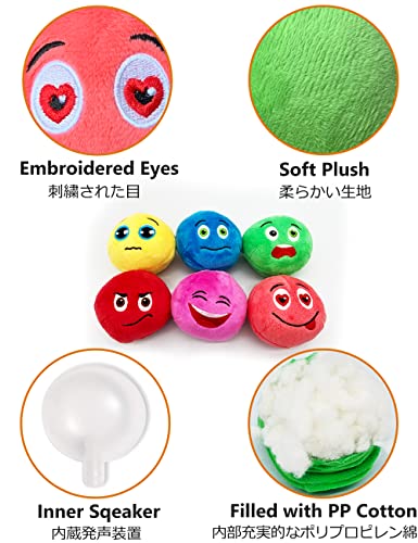 SCHITEC Squeaky Dog Toys, [6 Pack] Soft Stuffed Plush Balls with Squeakers, Interactive Fetch Play for Puppy Small Pets