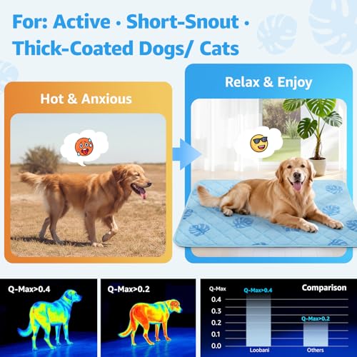 LOOBANI Dog Cooling Mat for Large Dogs - 56"x36" Pet Cooling Mat with Anti-Slip Bottom, Waterproof Self-Cooling Dog Pad fo...