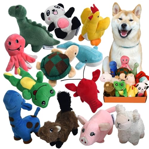LEGEND SANDY Squeaky Plush Dog Toy Pack for Puppy, Small Stuffed Puppy Chew Toys 12 Dog Toys Bulk with Squeakers, Cute Sof...
