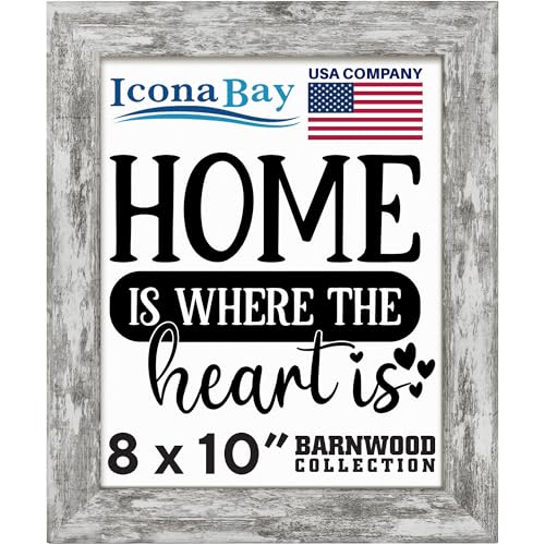 Icona Bay 8x10 Pony Gray Picture Frame, Country Rustic Style 8 x 10 Photo Frame, Table Top or Wall Mount, Barnwood Collection