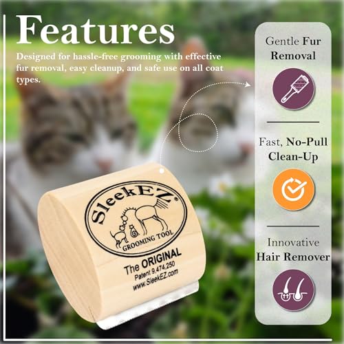 SleekEZ Cat Brush for Shedding & Cat Brushes for Indoor Cats | Pet Brush for Cats | Grooming Tool | Works for Short & Long...