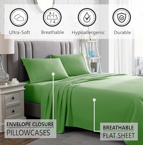 American Home Collection Twin XL Sheet Set - Ultra-Soft Microfiber 15-Inch Deep Pocket - College Dorm Bed Sheets, Wrinkle ...