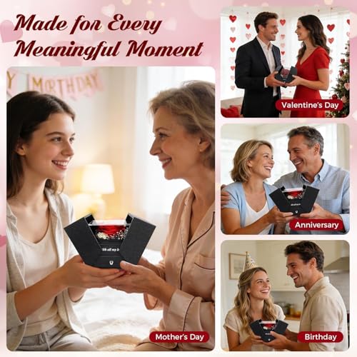TranquilBliss Gifts for Mom, Preserved Real Red Rose Gift Box with Heart Necklace,“I Love You” in 100 Languages, I Love Yo...
