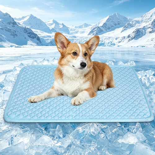 SOMOYA Dogs Cooling Mat (Q-Max>0.45) Upgrade Cooling Pad Non-Slip DOD Bed Mats Blanket Sleeping Kennel Mat,Washable Ice Si...