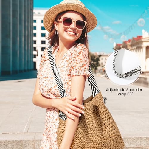 fauson Beach Bags for Women - Straw Bag Tote Bags Casual Boho Large Summer Crossbody Shoulder Handbags Purse