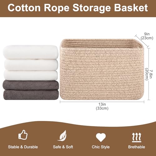 OIASKET Storage Baskets for Organizing, Woven Decorative Baskets for Shelves - Books, Towels, and Clothes, Cotton Rope Toy...