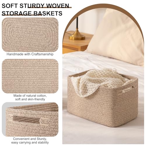 OIASKET Storage Baskets for Organizing, Woven Decorative Baskets for Shelves - Books, Towels, and Clothes, Cotton Rope Toy...