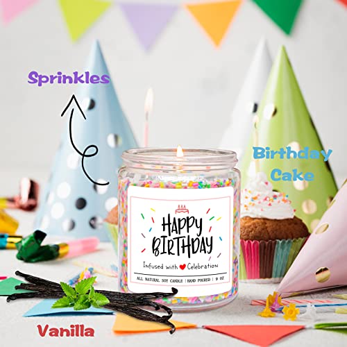 Homsolver Happy Birthday Gifts for Women Men, Vanilla Cream Scent with Sprinkles Candy Birthday Candles, Unique Best Frien...