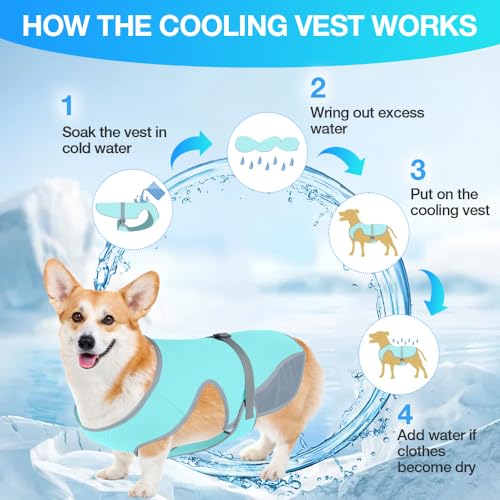 COMFPET Dog Cooling Vest for Summer, Lightweight Cooling Shirt for Small Dogs (22-44lbs), Ideal for Corgi, Shiba Inu, Fren...