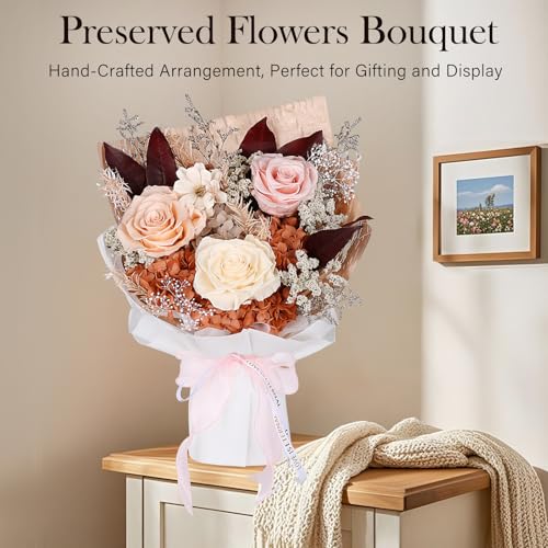 Preserved Bouquet of Flowers - Forever Flowers for Delivery, Real Eternal Roses, Mothers Day Gifts for Mom Grandma Wife, A...