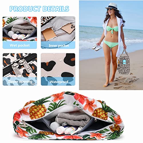 Bluboon Beach Bags for Women, Large Waterproof Tote Bag With Wet Compartment for Pool Weekender Travel Gym
