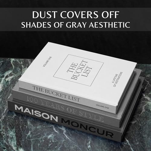 Moncur Home Decorative Coffee Table Books Set of 3 Black & White Design Books with Removable Covers and Real Blank Pages f...