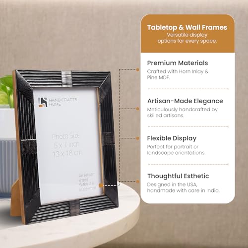 Handicrafts Home Decorative Picture Frame 4x6, Handmade Shagrin Horn Photo Frame, Black Decorative Tabletop Display & Wall...