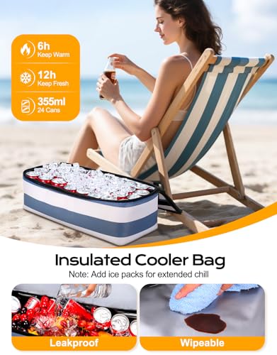 Vewaci Beach Bag with Detachable Cooler, 54L Large Beach Bags Waterproof Sandproof for Women, Travel Tote Bag, Gifts for Mom