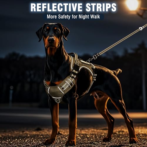 MOOGROU Tactical Dog Harness and Leash Set for Large Dogs,Heavy Duty No Pull Service Dog Vest and 10 Patches with Dog Seat...