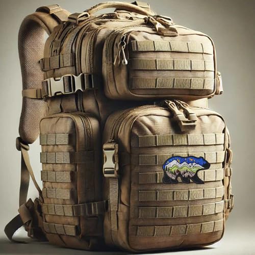 Bear and Mountains Adventure Patch Hook and Loop 3 Inch Embroidered Morale Badge for Hiking Backpack Tactical Molle Bag Ou...