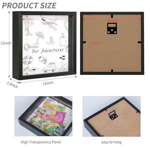 Jackma Travel Tickets Collection Shadow Box Frame, Funny Display Box for Collecting Tickets of Sporting Travelling Events...