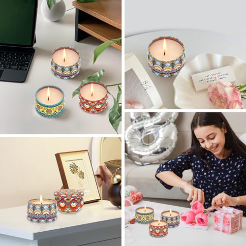 3 Pack Home Scented Candles - Strong Lavender, Bluebell & Mandarin Candle, 2.5 Oz, 100% Soy, Non-Toxic, Small Candle Set f...