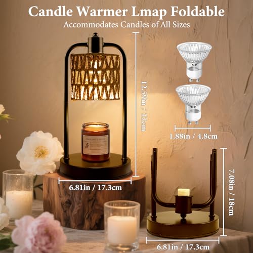 Candle Warmer Lamp with Timer Light: Electric Wax Melt Warming Dimmable for Yankee Candles Large - Birthday Christmas Gift...