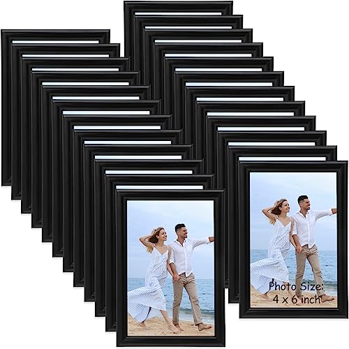 Redbaker 24 Pack 4'' x 6'' Black Picture Frames Bulk Photo Display Frames for Tabletop Home Office School Display Wedding ...