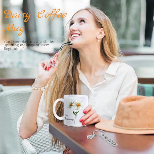 Extrogif New Beginning Gifts for Women - Daisy Coffee Mug, Candles, Positive Crochet Flowers & More, Encouragement Gift Bo...