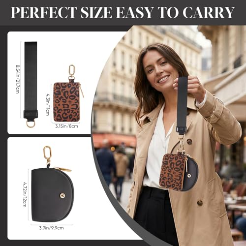KeyChain Wallet Wristlet Wallets For Women Mini Zip Dual Pouch Wristlet