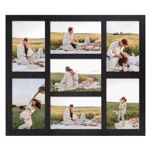 YESKAY 4x6 Picture Frame Collage for Wall Decor, Multiple Photo Collage Frames with Tempered Glass, 7-Opening for 4 x 6 Pi...