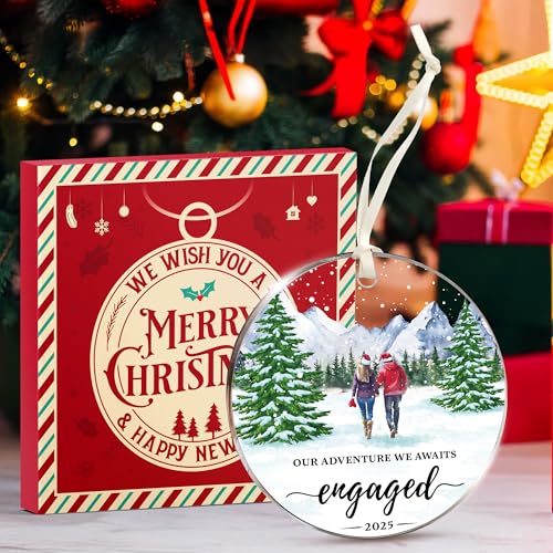 Engagement Gifts for Couples - Impressive 2025 Engagement Ornament Set, Timeless First Christmas Engaged Ornament, Unique ...