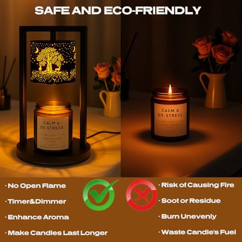 Candle Warmer Lamp with Timer Dimmer, 4 Adjustable Brightness Electric Candle Wax Melt Warmer, Best Birthday Gifts for Wom...