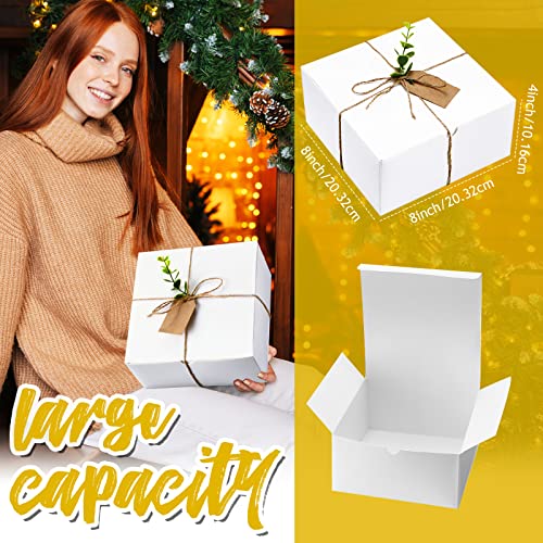 Crtiin 8 Pack Gift Boxes Set 8 x 8 x 4 Inch White Paper Bridesmaid Proposal Gifts Box with Lids for Presents Wedding Brida...