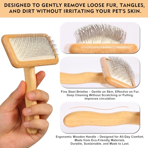 Dog Slicker Brush for Shedding & Grooming - Professional Dog Brush and Cat Brush with Coated Tips & Air-Cushion Design, De...
