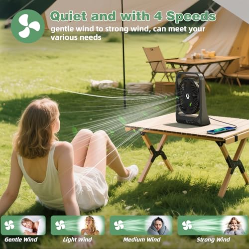8-inch USB Portable Fan - 20800mAh Rechargeable Battery Operated Fan (80Hrs work time) - Personal Desk Fans - Battery Powe...