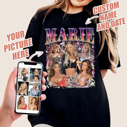 Mit & Mia Custom Bootleg Rap Tee Shirt for Boyfriend Girlfriend Custom Face Tshirt Vintage Graphic Shirt Gift Idea Birthday