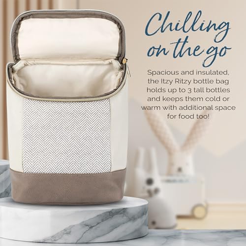 Itzy Ritzy Insulated Bottle Bag – Keeps Bottles Warm or Cool - Holds 3 Bottles & Features Interior Pocket for Ice Pack (No...