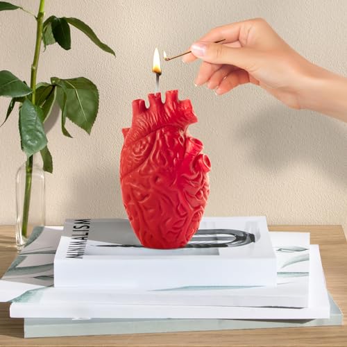 Zainpe Anatomical Heart Shaped Candle Gift Home Aesthetic Decor Pine Fragrance Natural Soy Wax Handmade Aromatherapy Candl...