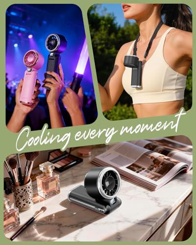 SWEETFULL Portable Handheld Turbo Fan - Portable Fans Rechargeable, 5000mAh, 180° Adjustable, 5 Speed Wind, Digital Displa...