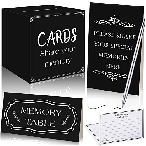 Yinder 54 Pcs Share a Memory Card Box for Celebration of Life Gift Ideas 50 Memorial Cards 2 Memory Signs 1 Silver Signatu...