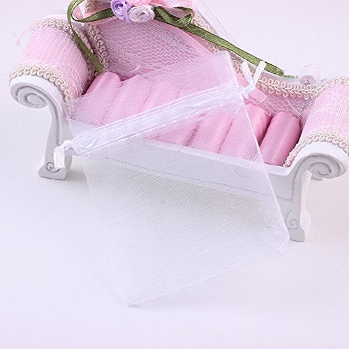 Wudygirl 100 PCS 4x6 Inches Drawstring Organza Bag White Jewelry Pouches Baby Shower Party Wedding Favor Bags (White 100 p...
