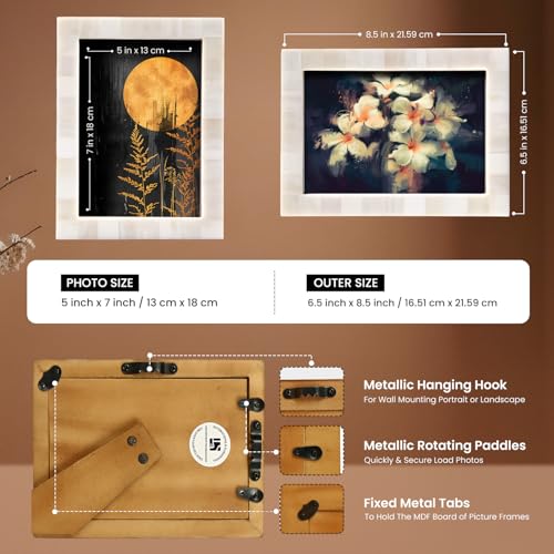 Handicrafts Home White 5x7 Picture Frame for Christmas Decor and Holiday Photo Frame for Modern Minimalist Home Decor, Wed...