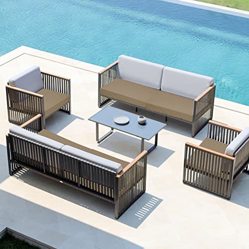 Easy-Going Waterproof Patio Cushion Covers ONLY Cover 24x24x4 inch 4 Pack Replacement Non-Slip Outdoor Seat Cushion Slipco...