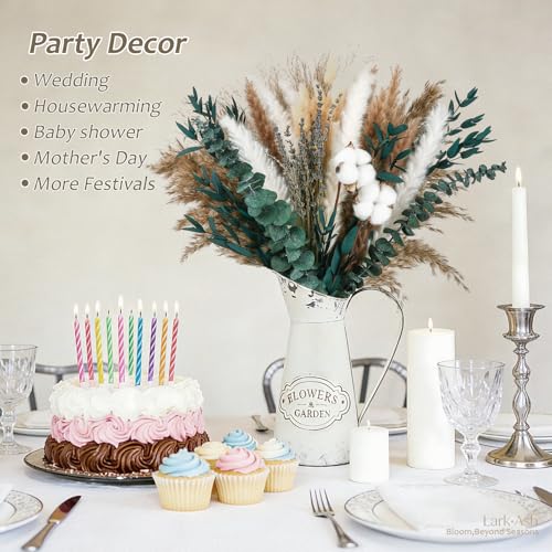 Natural Dried Flower Bouquet – Pampas Grass, Cotton Stems, Bunny Tails Grass, Eucalyptus and Lavender for Western Boho Dec...