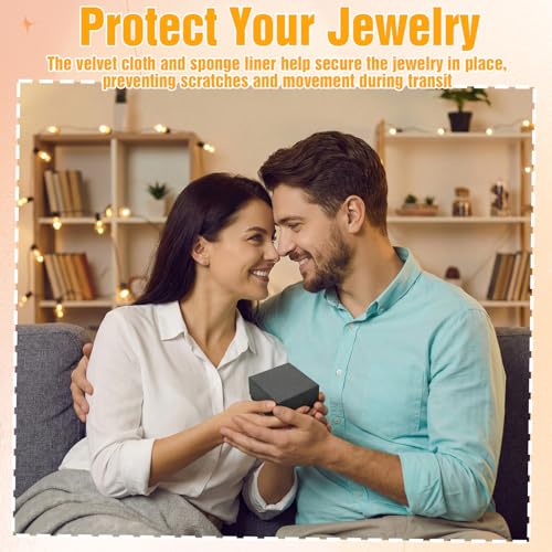 100pcs Jewelry Ring Gift Box 2''x 2''x1''Cardboard Earring Ring Boxes Small Black Gift Box with Velvet &Sponge Liner Jewel...