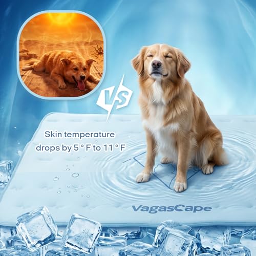 Vagascape Dog Cooling Mat 3.0 Double-Sided Usable, Thick Durable Pet Cooling Mat for Extra Large Pet, 35" x 23" Washable C...