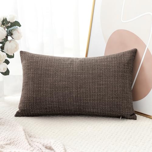 OTOSTAR Linen Throw Pillow Cover Set of 1 Decorative Lumbar Pillowcases Cushion Covers 16x24 Inch for Home Decor Sofa Bedr...