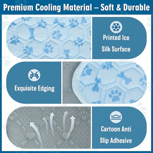 Cooling Mat for Dogs, Q-Max>0.5 Reusable Washable Dog Cooling Pad, Non-Toxic Breathable Pet Cool Blanket, Portable Cooling...