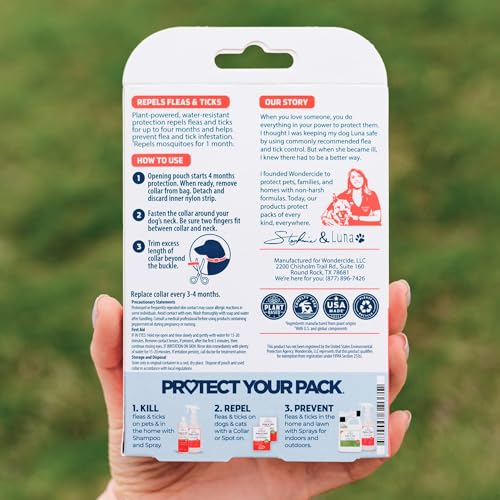 Wondercide Dog Collar - Flea, Tick, and Mosquito Repellent for Dogs - with Natural Essential Oils - Up to 4 Months Protect...