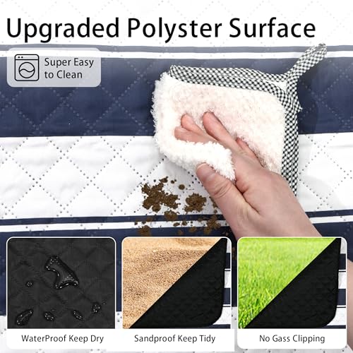 HX&OD Outdoor Picnic Blanket Extra Large, 80”x60” Waterproof Picnic Mat Foldable Camping Blanket Portable with Carry Strap...