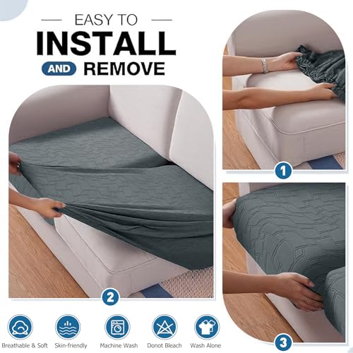 MAXIJIN Waterproof Couch Cushion Covers Individual Chair Seat Cushion Cover Stretch Sectional Sofa Slipcovers with Elastic...