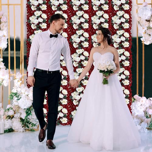 DIYDOFUN Flowers Wall Backdrop - 12 PCS 15 X 15 inch Artificial Silk Floral Panels for Wedding Celebrations Bridal Shower ...